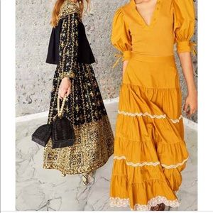 ULLA JOHNSON Embroidered Eyelet Midi Skirt. Size 0